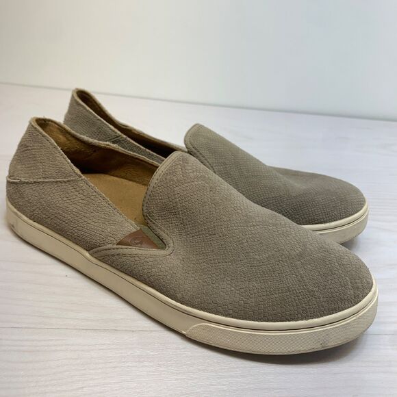 OluKai Shoes - Olukai Womens Pehuea Leather Snake Embossed Slip On Shoes Sneakers Size 10 US